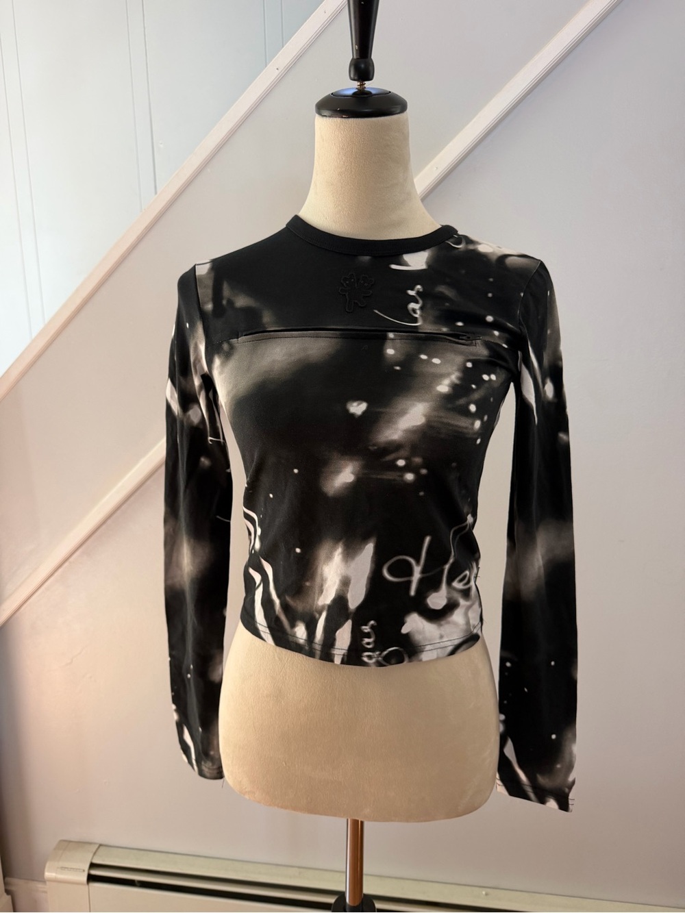 Heaven By Marc Jacobs Cocteau Twins 2022 Zip Long Sleeve Top XS Black Goth